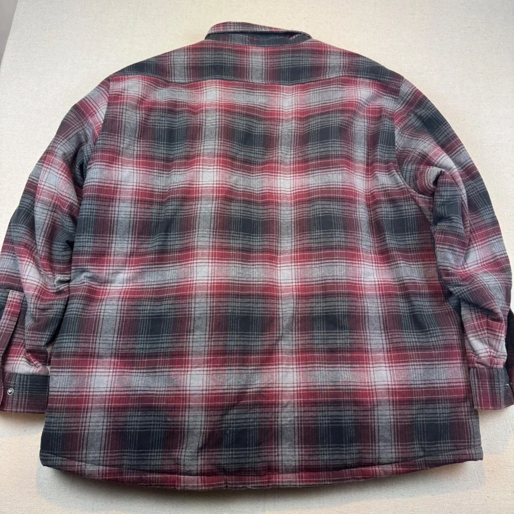 Free Country 3XL Shirt Jacket Mens Red Black Plaid Quilted Lined Snap Shacket